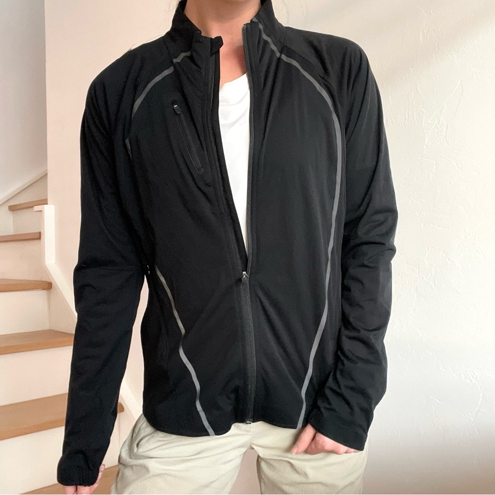 Athleta Frontrunner Black Full Zip Reflective Running Athletic Jacket Size Small